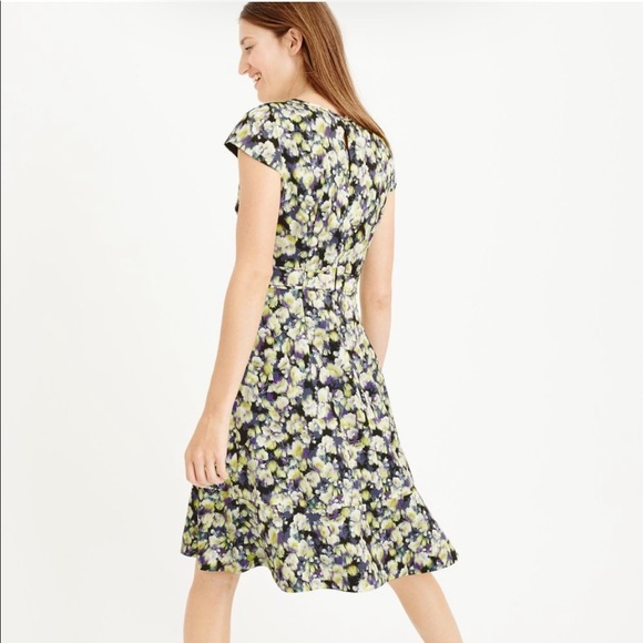 J. Crew NWT Cap Sleeve Dress Clover Floral Neon - Picture 3 of 11